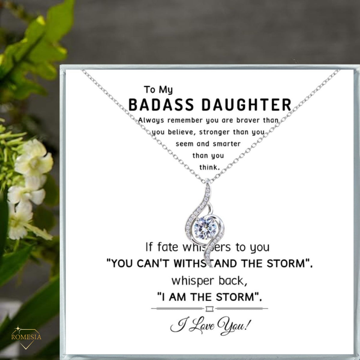 Bonus Daughter Sterling Silver Teardrop Necklace from Mom