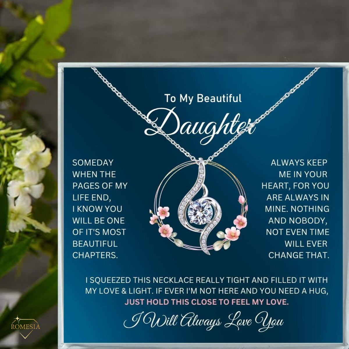 Bonus Daughter Sterling Silver Teardrop Necklace from Mom