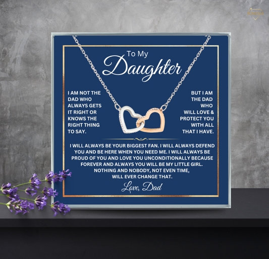To My Daughter-Fan Hearts-Interlocking Hearts Necklace