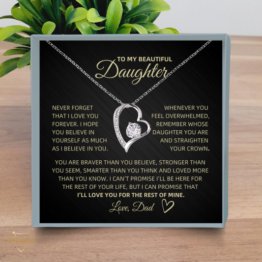 Daughter from Dad Forever Love Heart Pedent-Crown