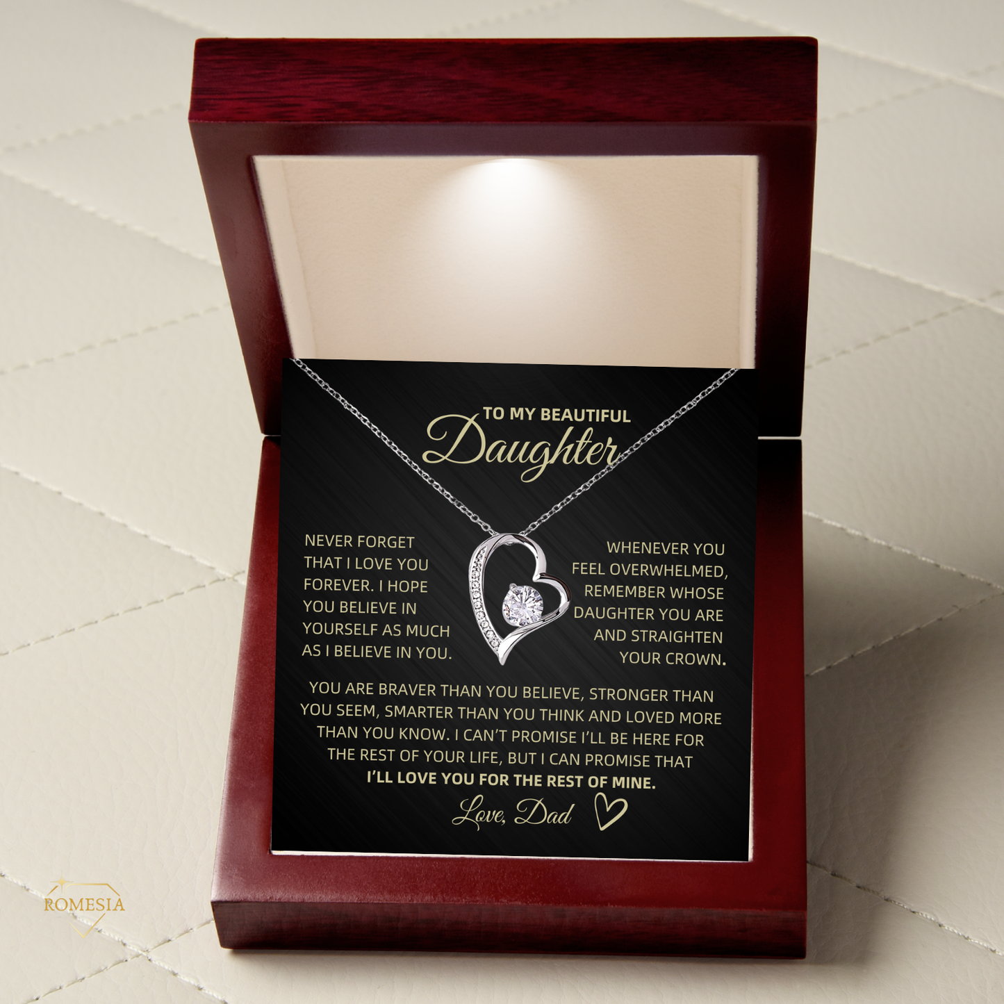 Daughter from Dad Forever Love Heart Pedent-Crown