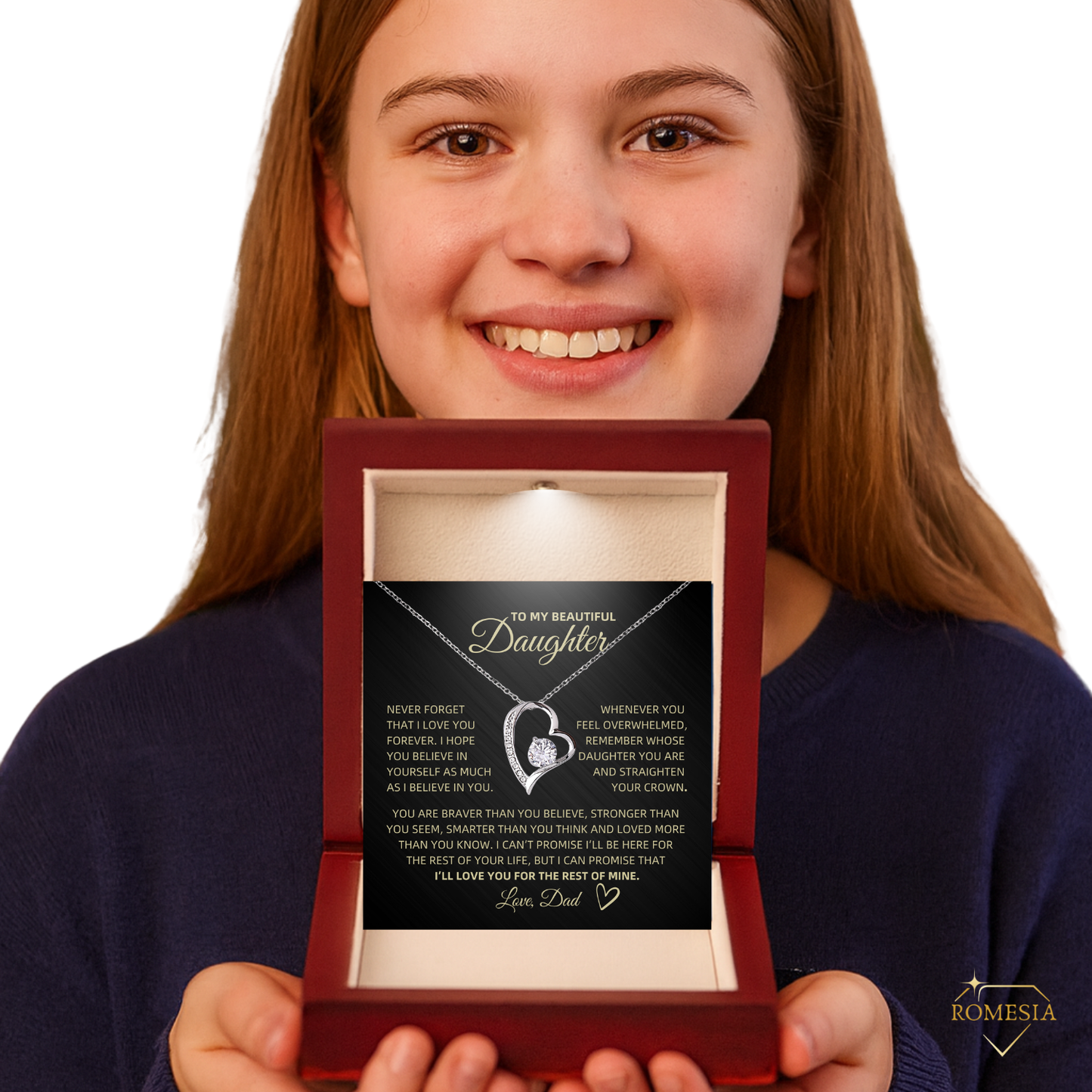 Daughter from Dad Forever Love Heart Pedent-Crown