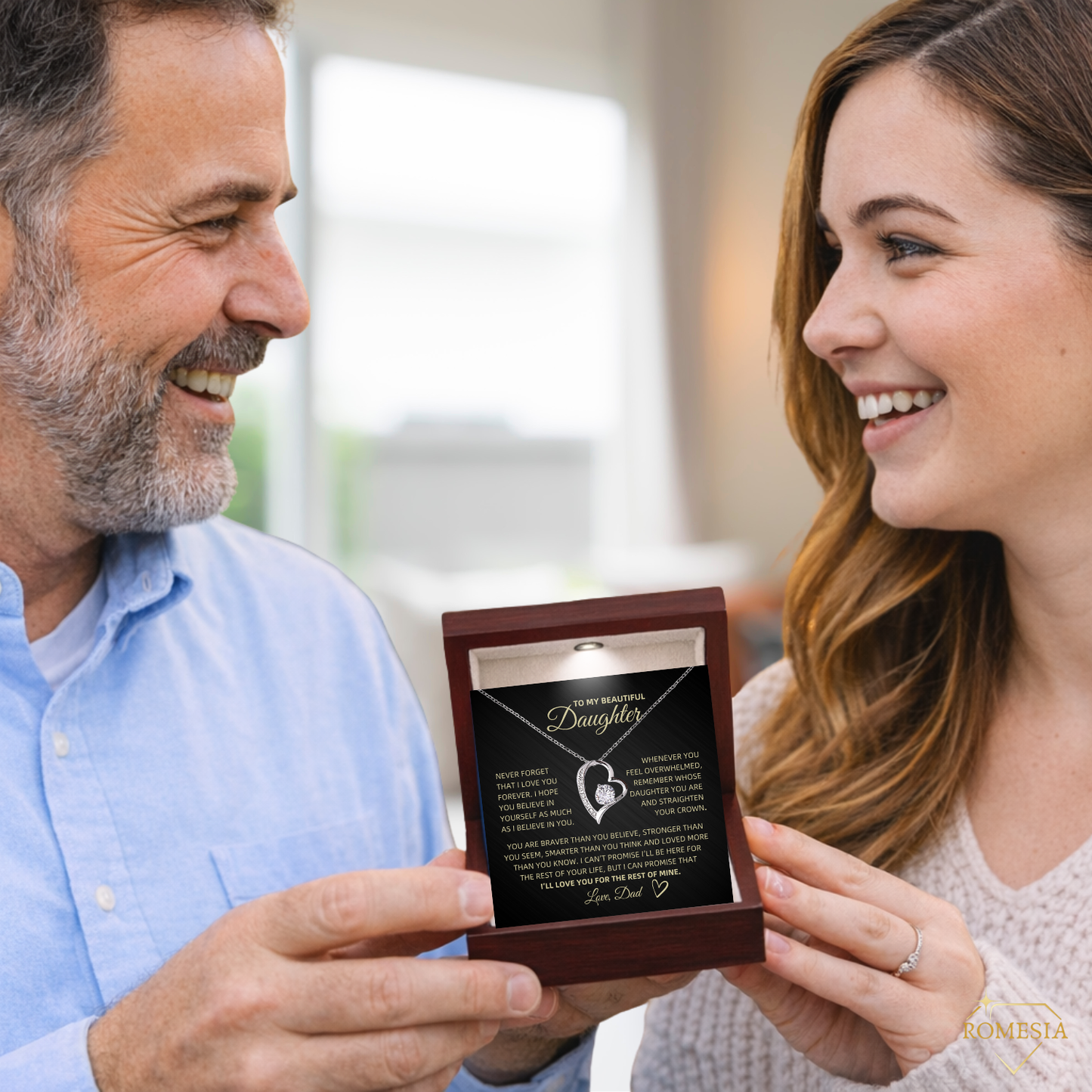 Daughter from Dad Forever Love Heart Pedent-Crown