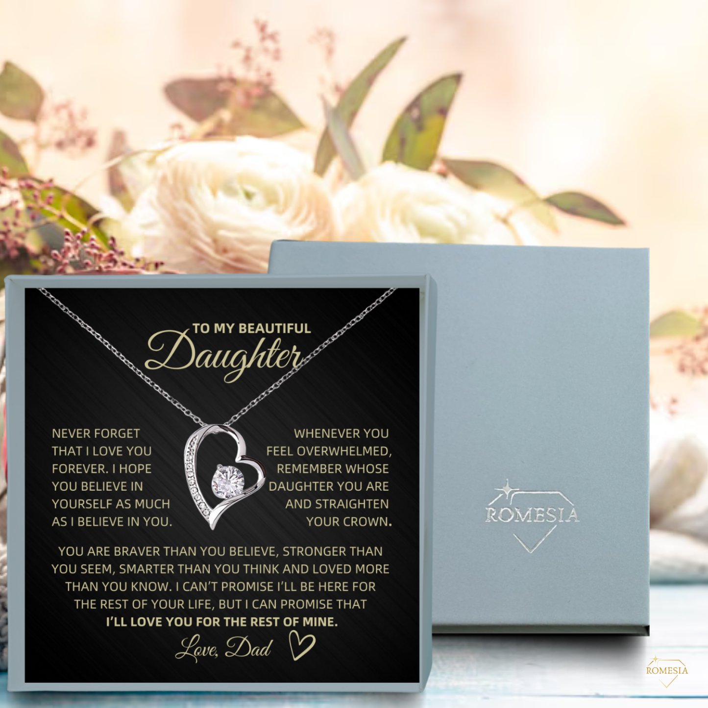 Daughter from Dad Forever Love Heart Pedent-Crown