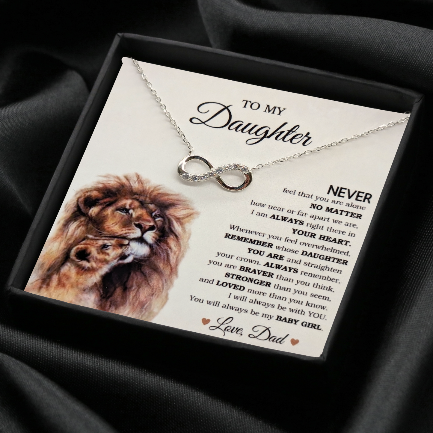 Daughter-My Baby Girl- 925 Sterling Silver Endless Love Infinity Necklace