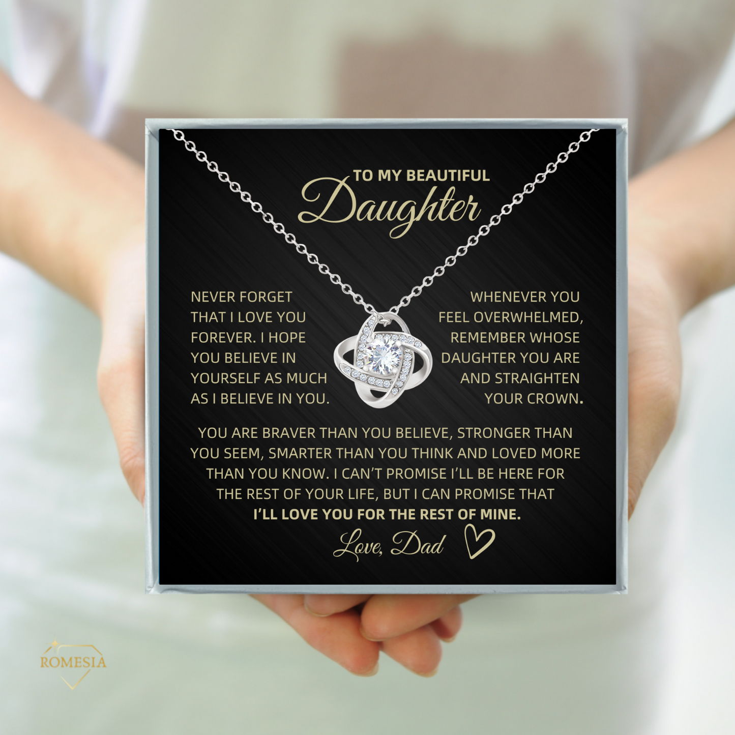 To My Beautiful Daughter- Crown- Forever Love Necklace