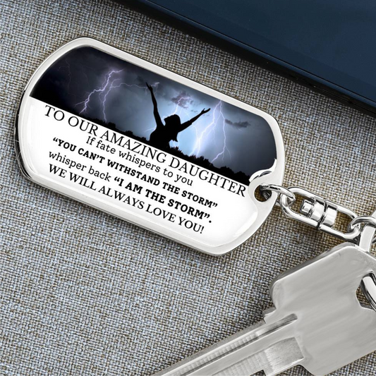 To Our Amazing Daughter- Graphic  Dog Tag  Swivel Keychain