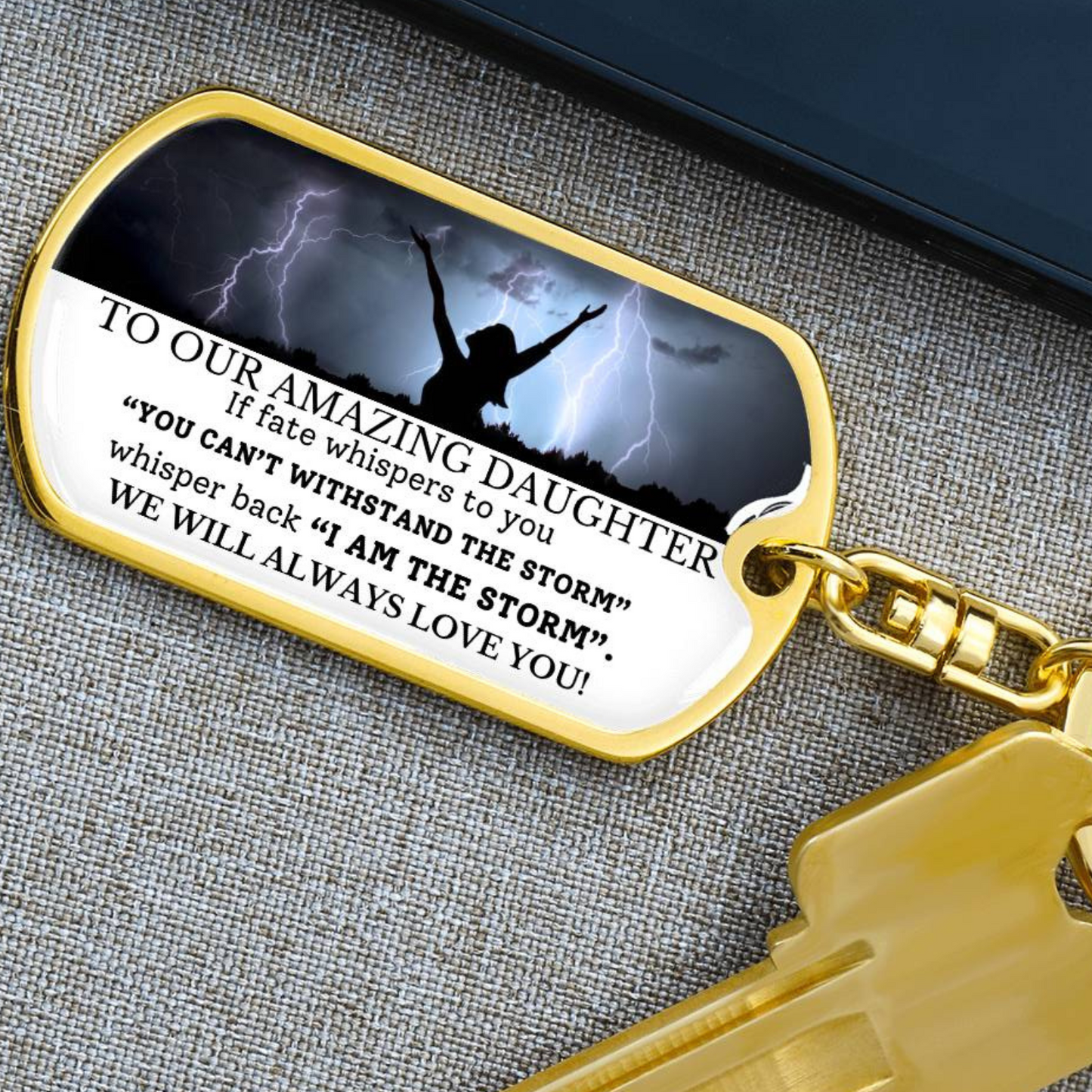 To Our Amazing Daughter- Graphic  Dog Tag  Swivel Keychain