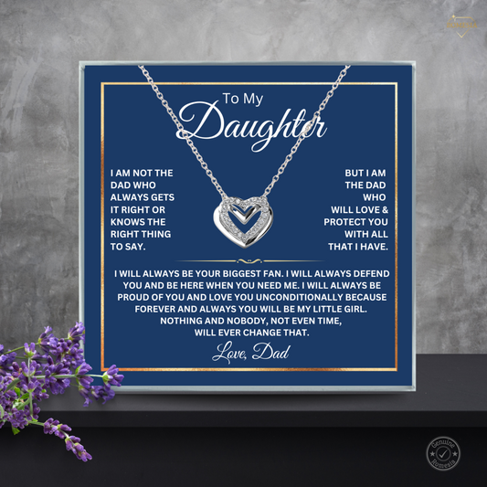 To My Daughter- Your Biggest Fan- Double Heart Pendent