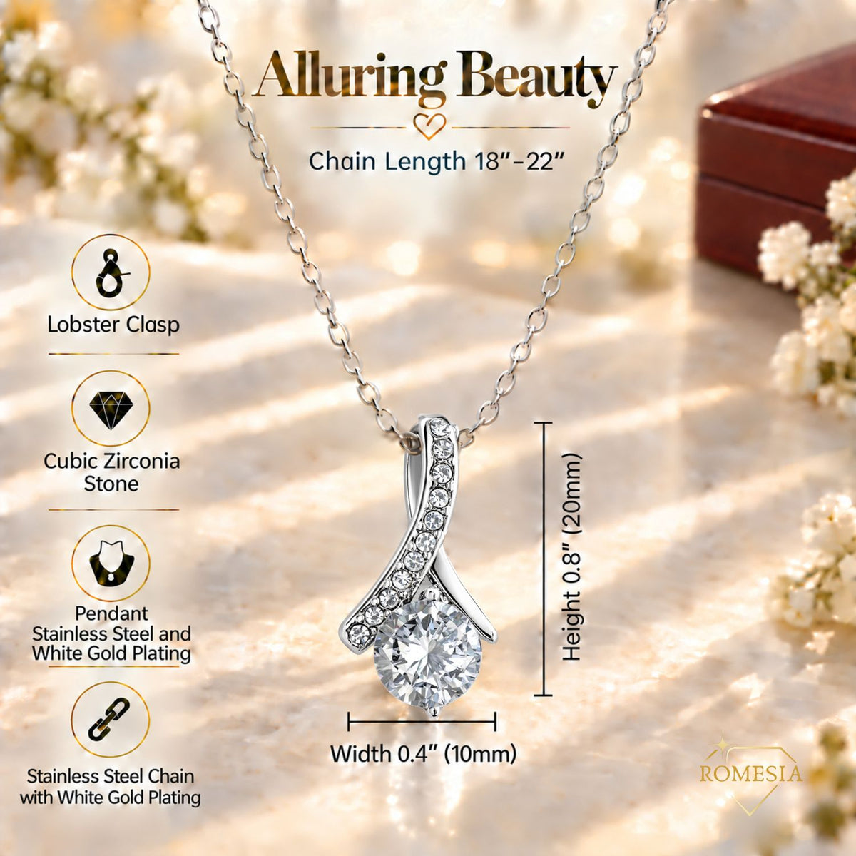 To My Wife Alluring Beauty Pendent- One Wish, Gift for Her