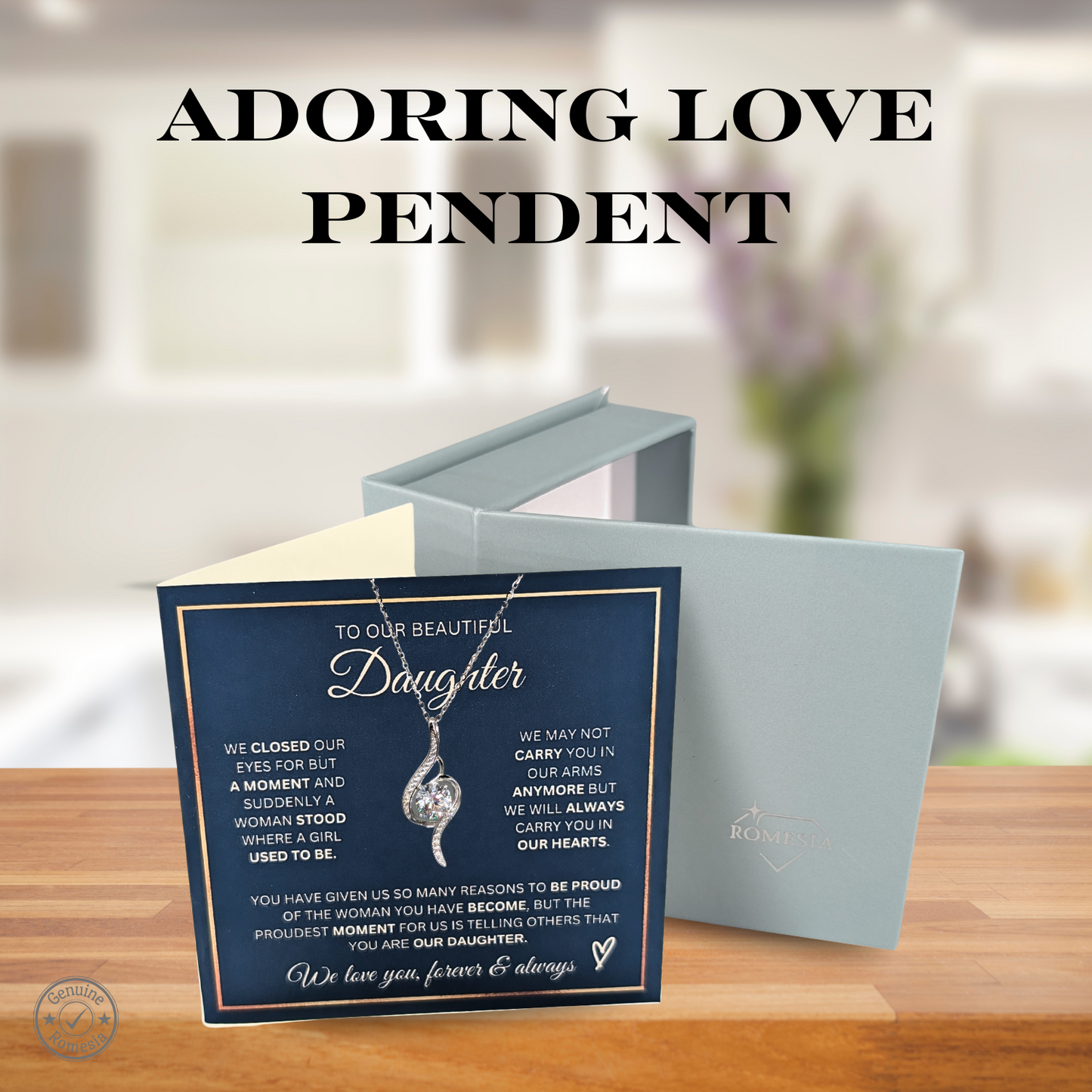 Our Daughter Necklace- Proudest Moment - 925 Sterling Silver Adoring Love Necklace