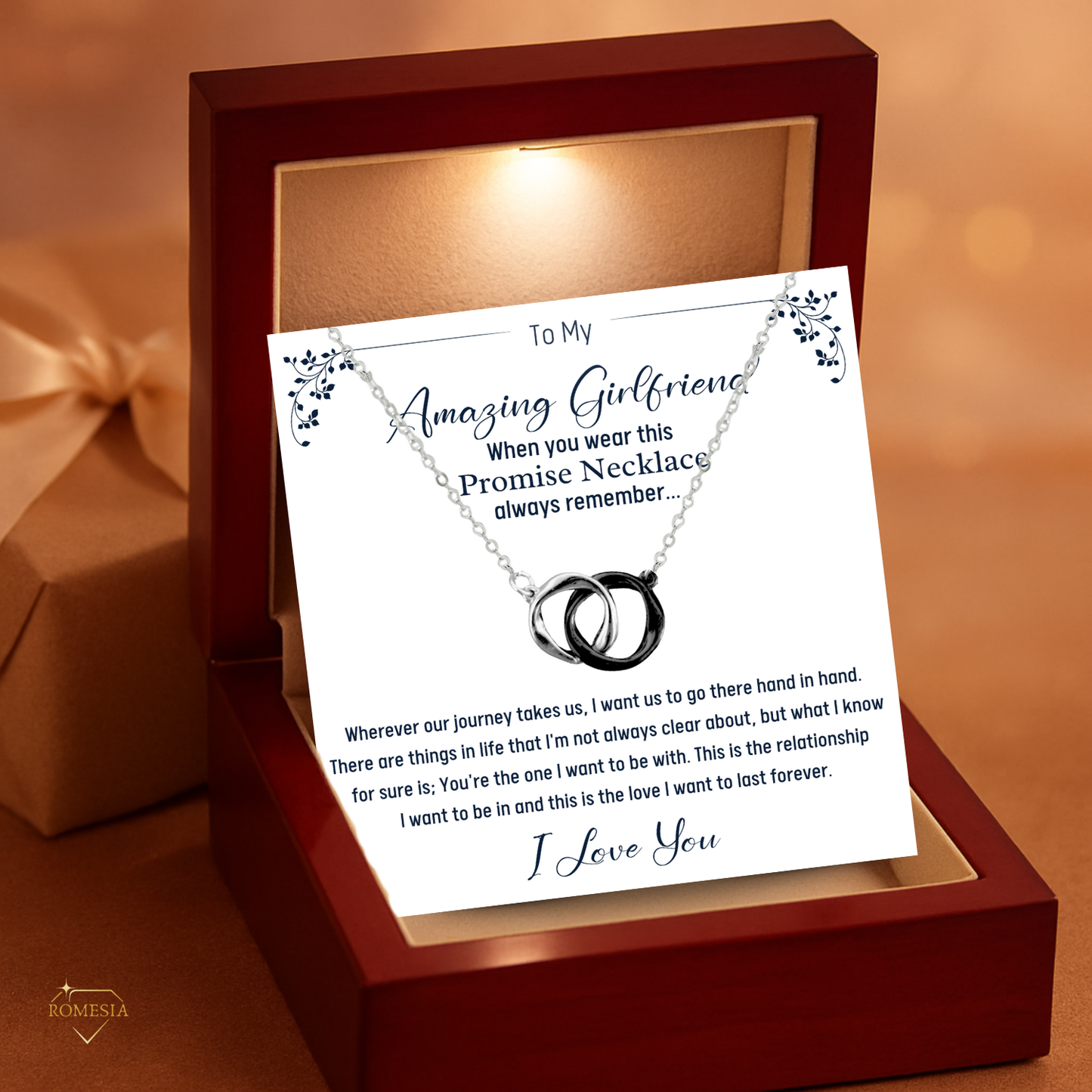 To My Amazing Girlfriend Promise Necklace, Double ring Pendent