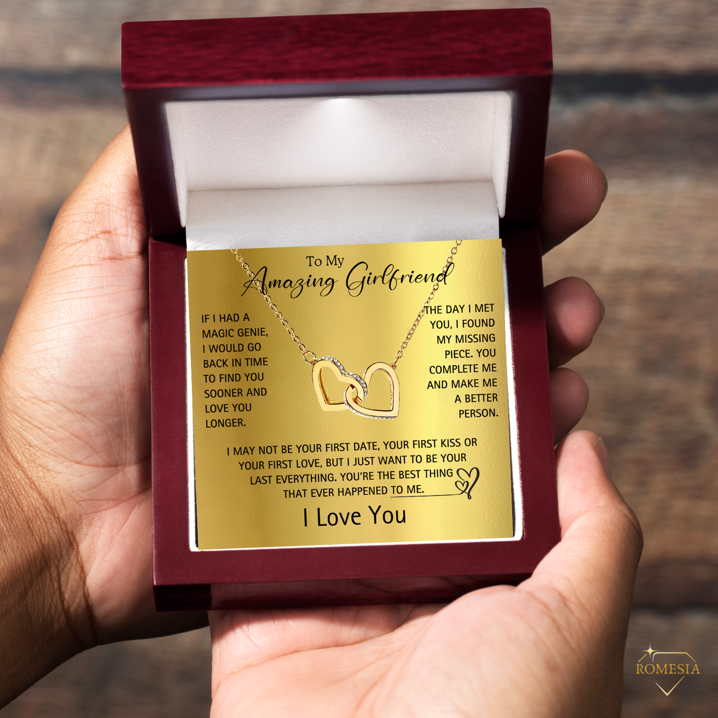 To My Amazing Girlfriend-Missing Piece-Forever Love Promise Necklace