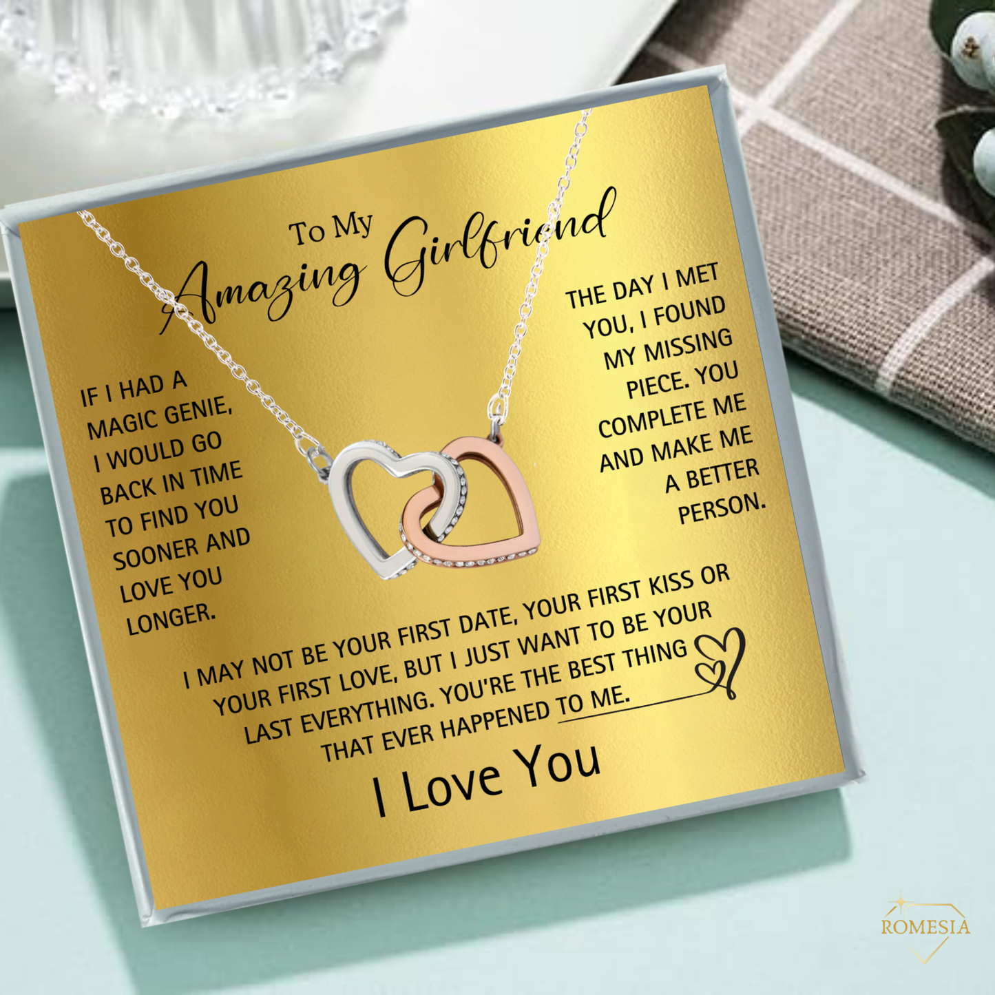 To My Amazing Girlfriend-Missing Piece-Forever Love Promise Necklace