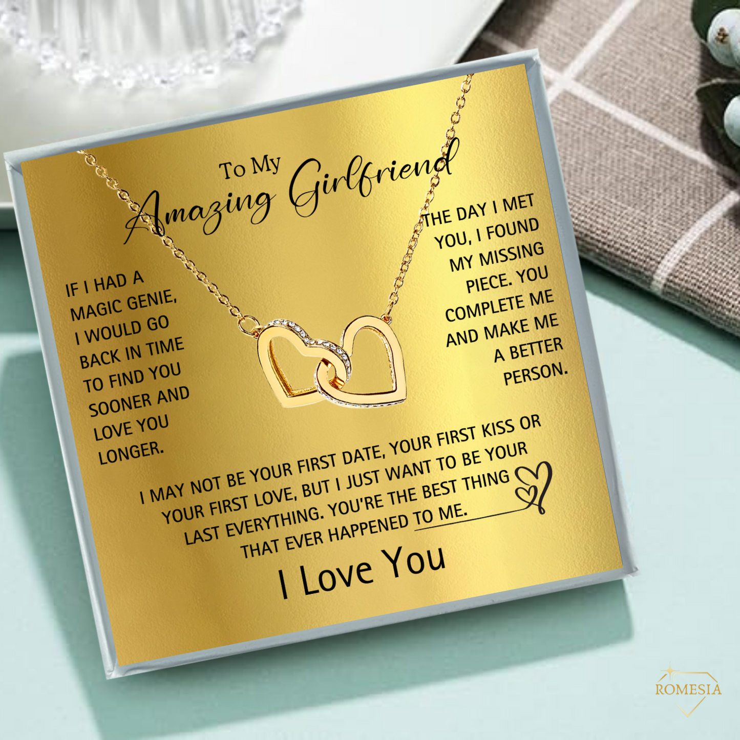 To My Amazing Girlfriend-Missing Piece-Forever Love Promise Necklace