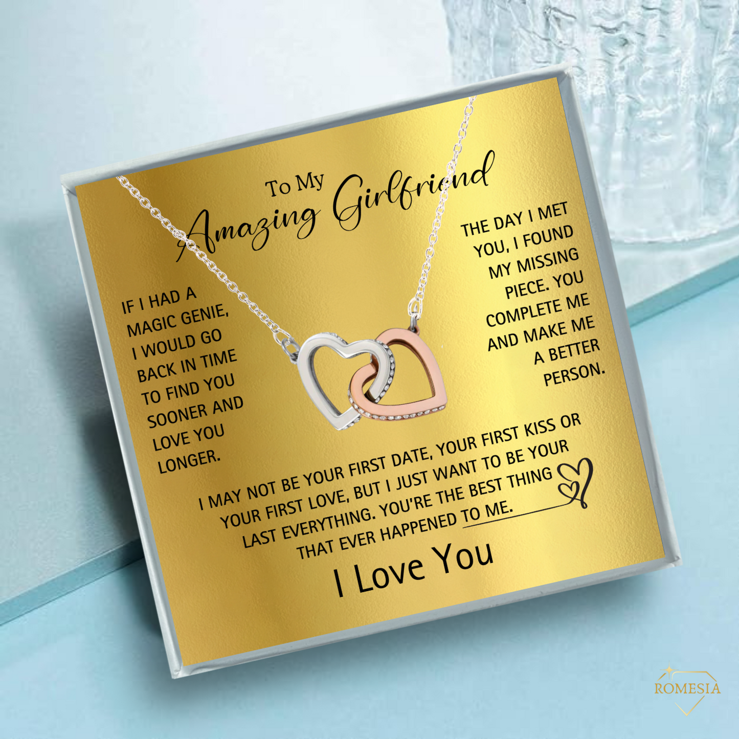 To My Amazing Girlfriend-Missing Piece-Forever Love Promise Necklace