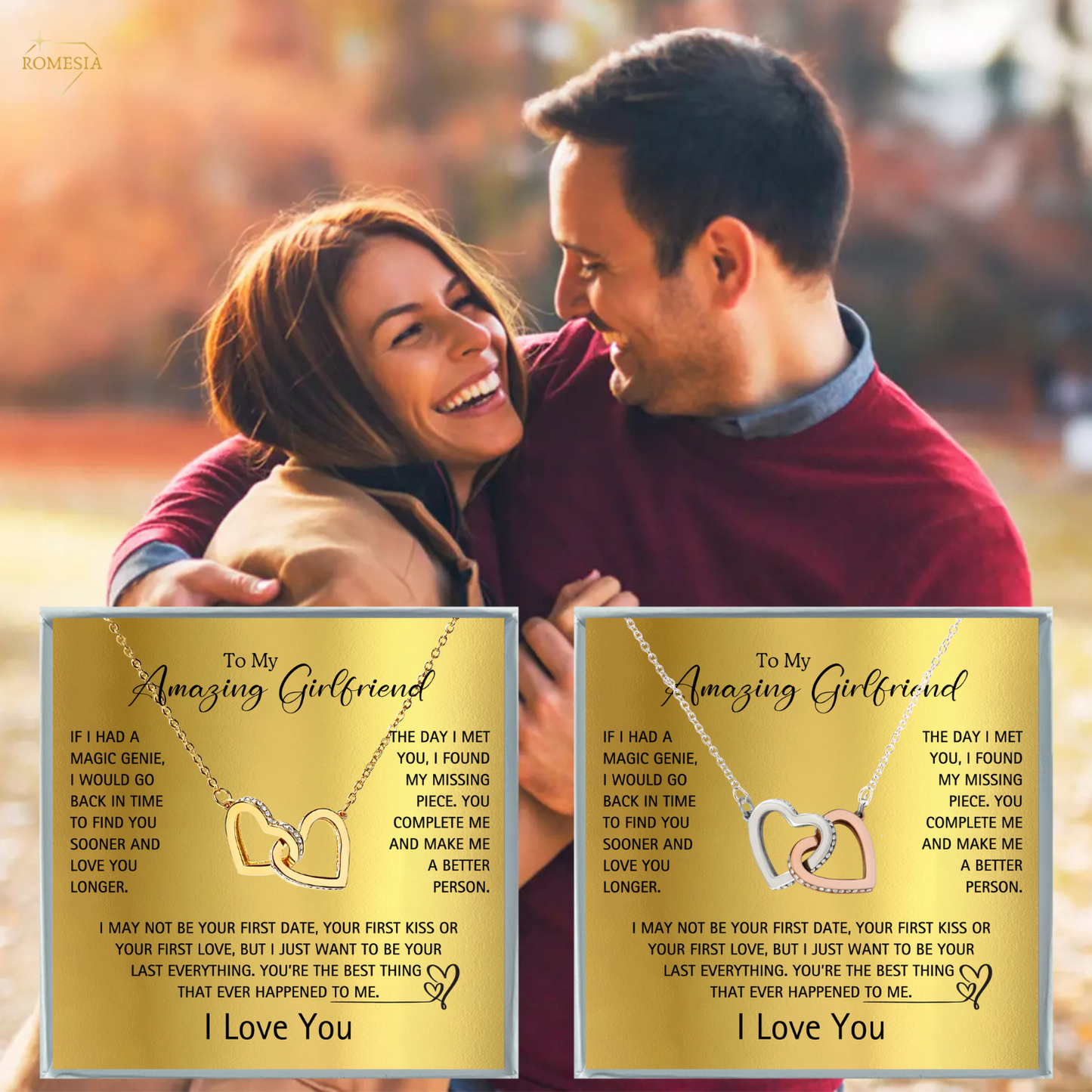 To My Amazing Girlfriend-Missing Piece-Forever Love Promise Necklace