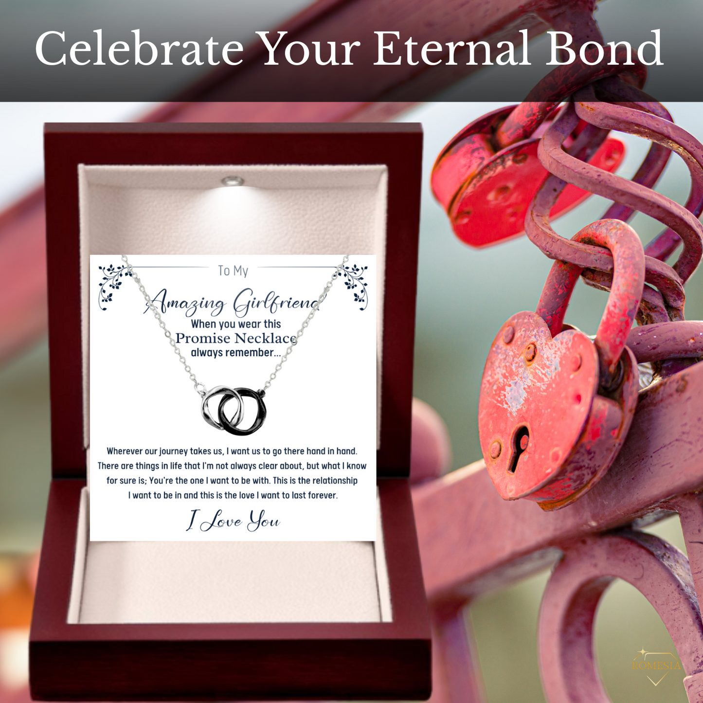 To My Amazing Girlfriend Promise Necklace, Double ring Pendent