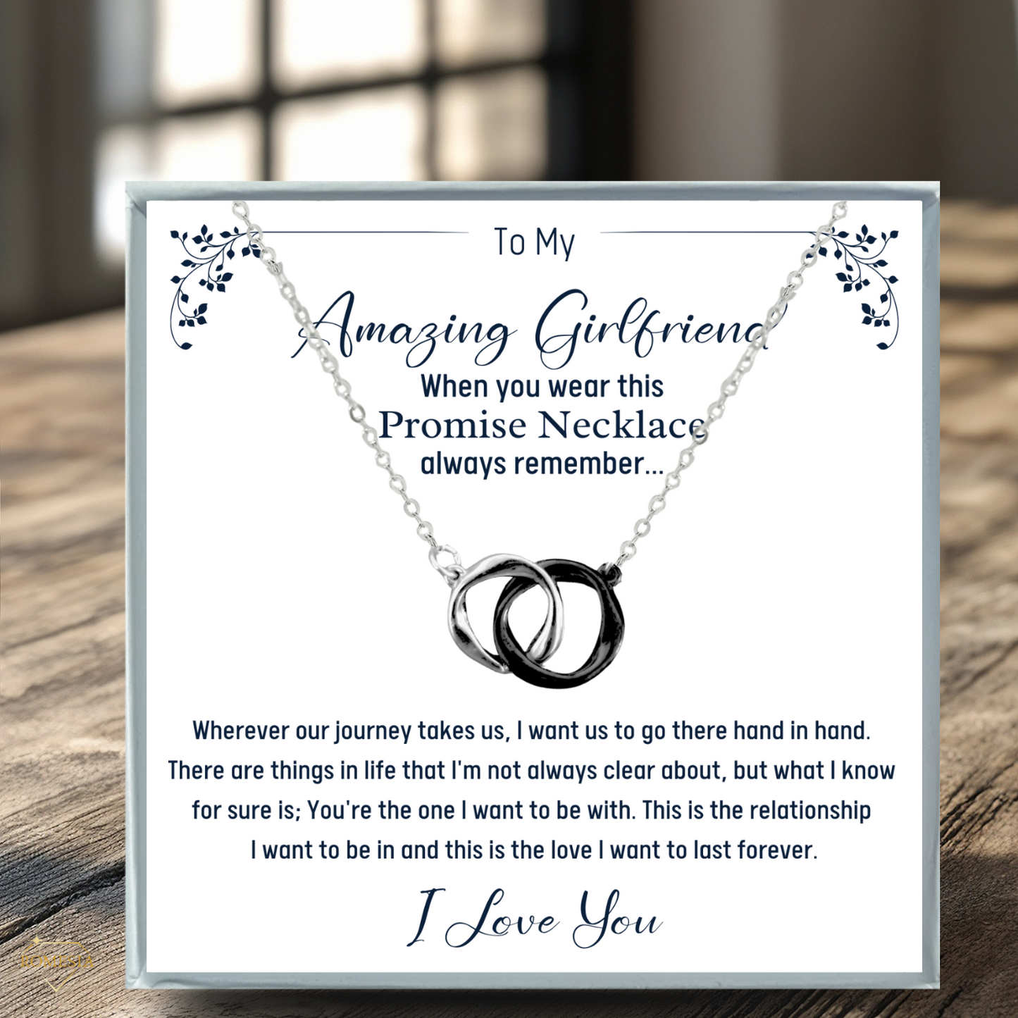 To My Amazing Girlfriend Promise Necklace, Double ring Pendent