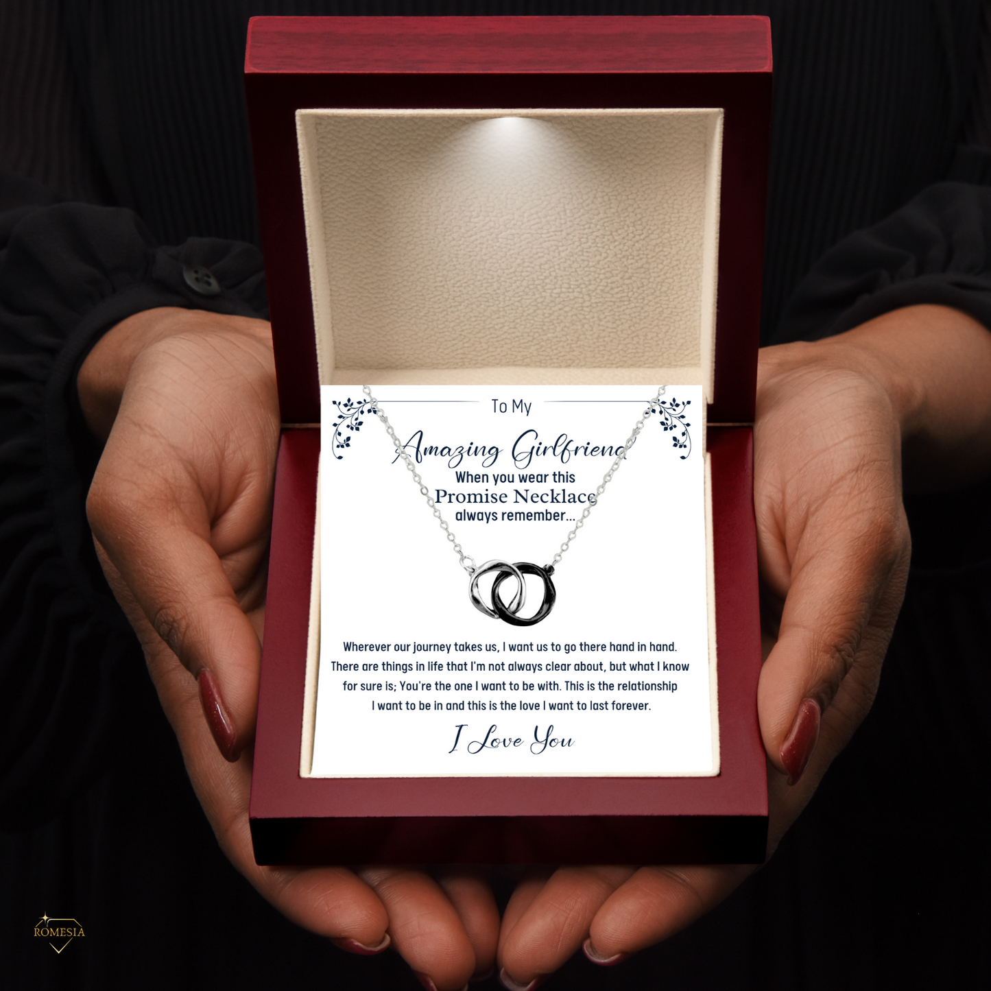 To My Amazing Girlfriend Promise Necklace, Double ring Pendent