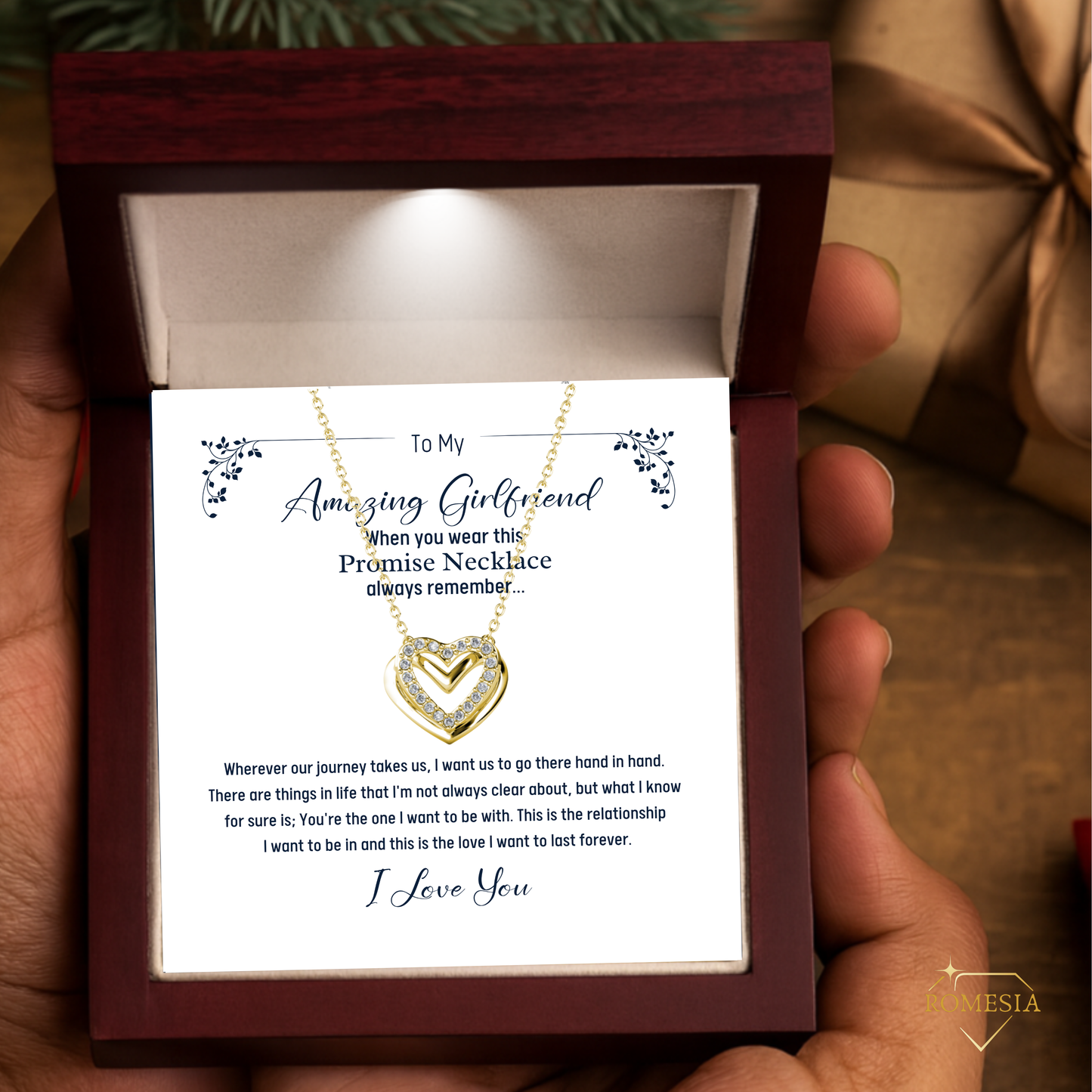 Amazing Girlfriend Promise Necklace- Passionate Hearts Pendent