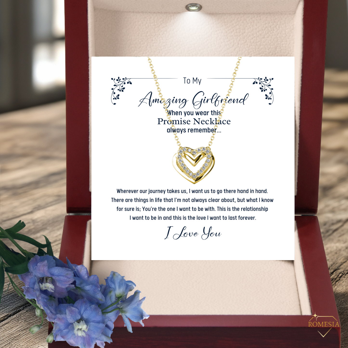 Amazing Girlfriend Promise Necklace- Passionate Hearts Pendent