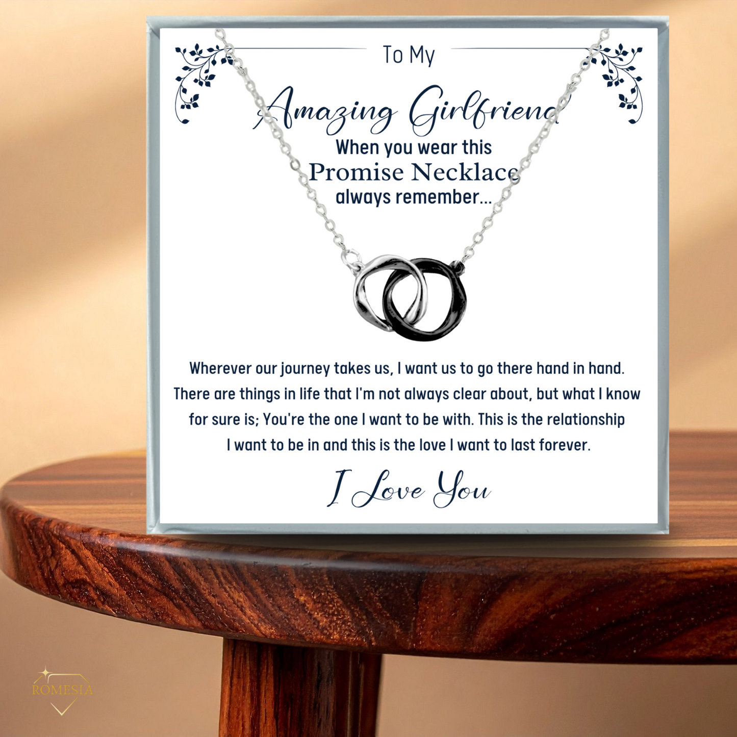 To My Amazing Girlfriend Promise Necklace, Double ring Pendent