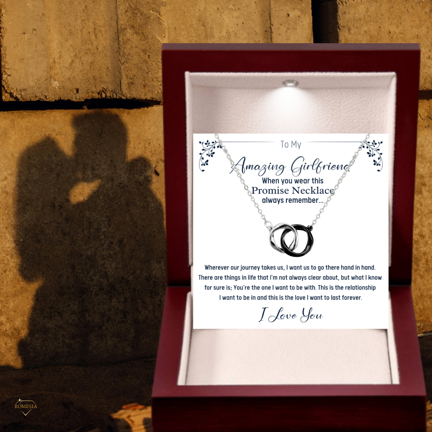 To My Amazing Girlfriend Promise Necklace, Double ring Pendent