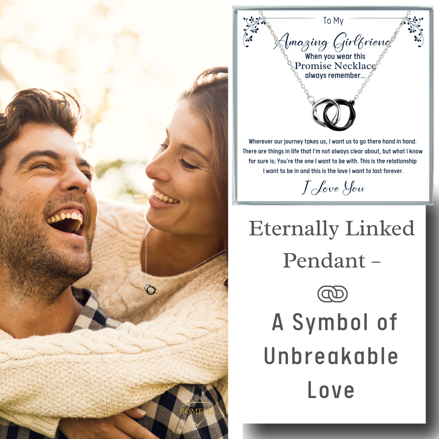 To My Amazing Girlfriend Promise Necklace, Double ring Pendent