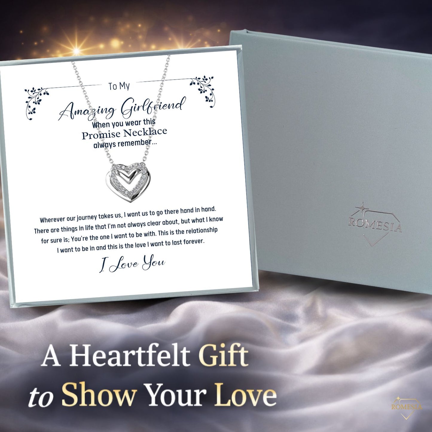 Amazing Girlfriend Promise Necklace- Passionate Hearts Pendent