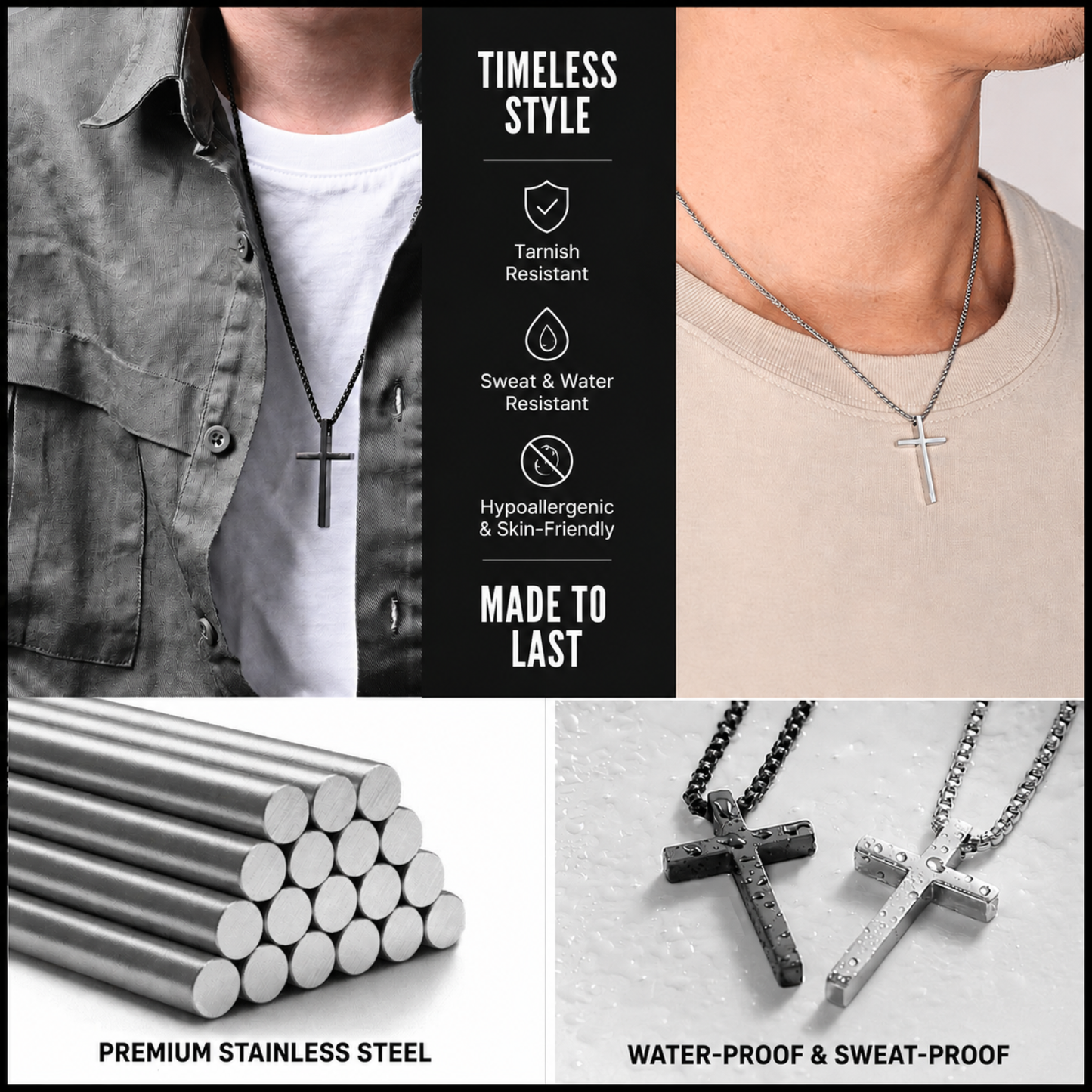 To My Man-You're My Person- Stainless Steel Cross Pendent