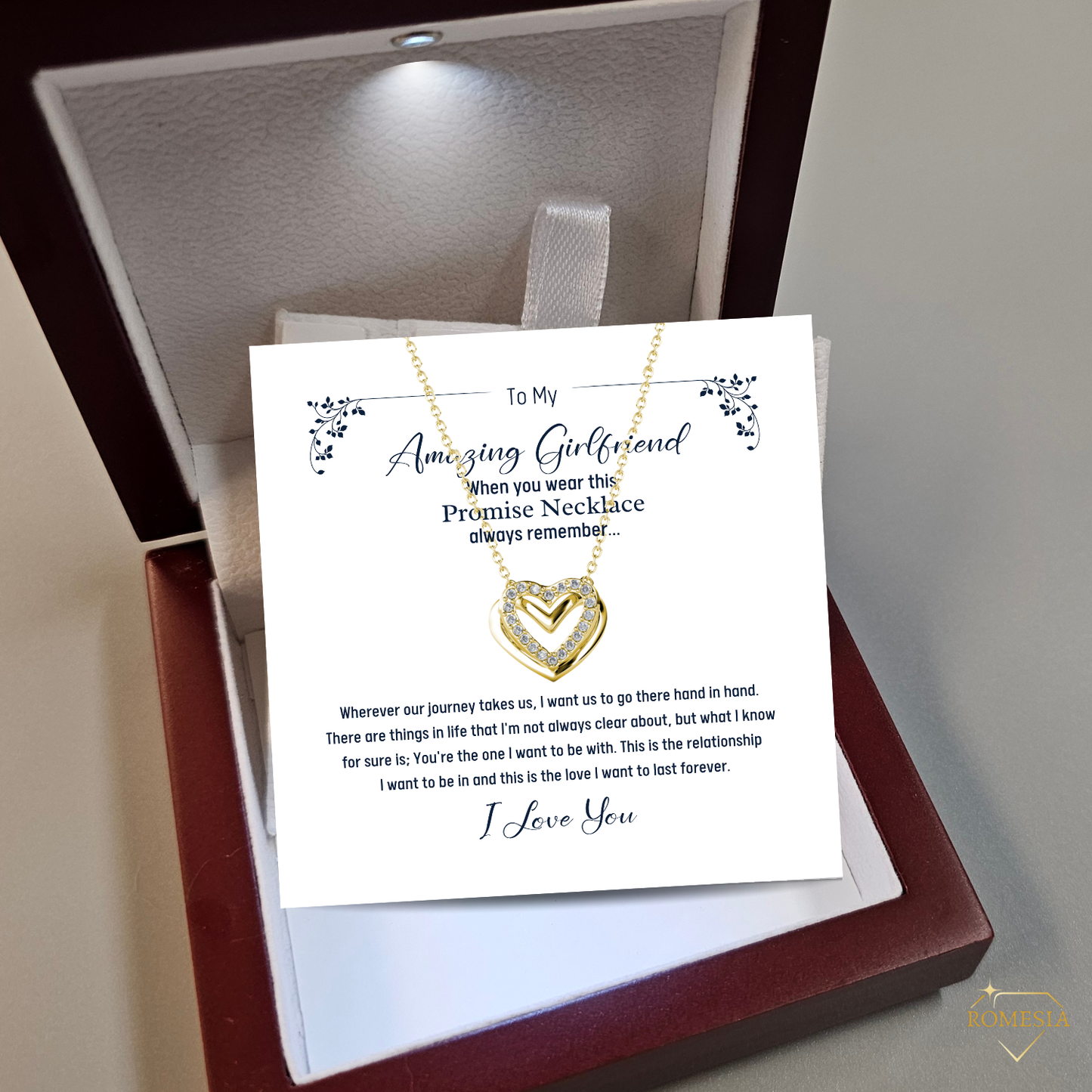 Amazing Girlfriend Promise Necklace- Passionate Hearts Pendent