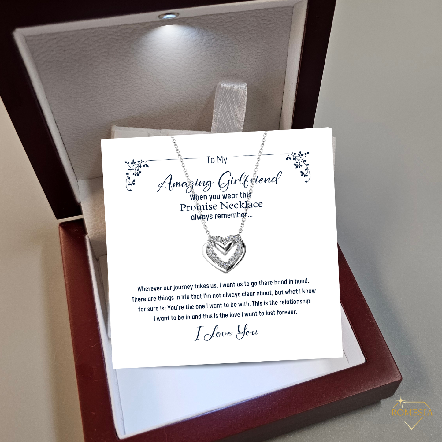 Amazing Girlfriend Promise Necklace- Passionate Hearts Pendent