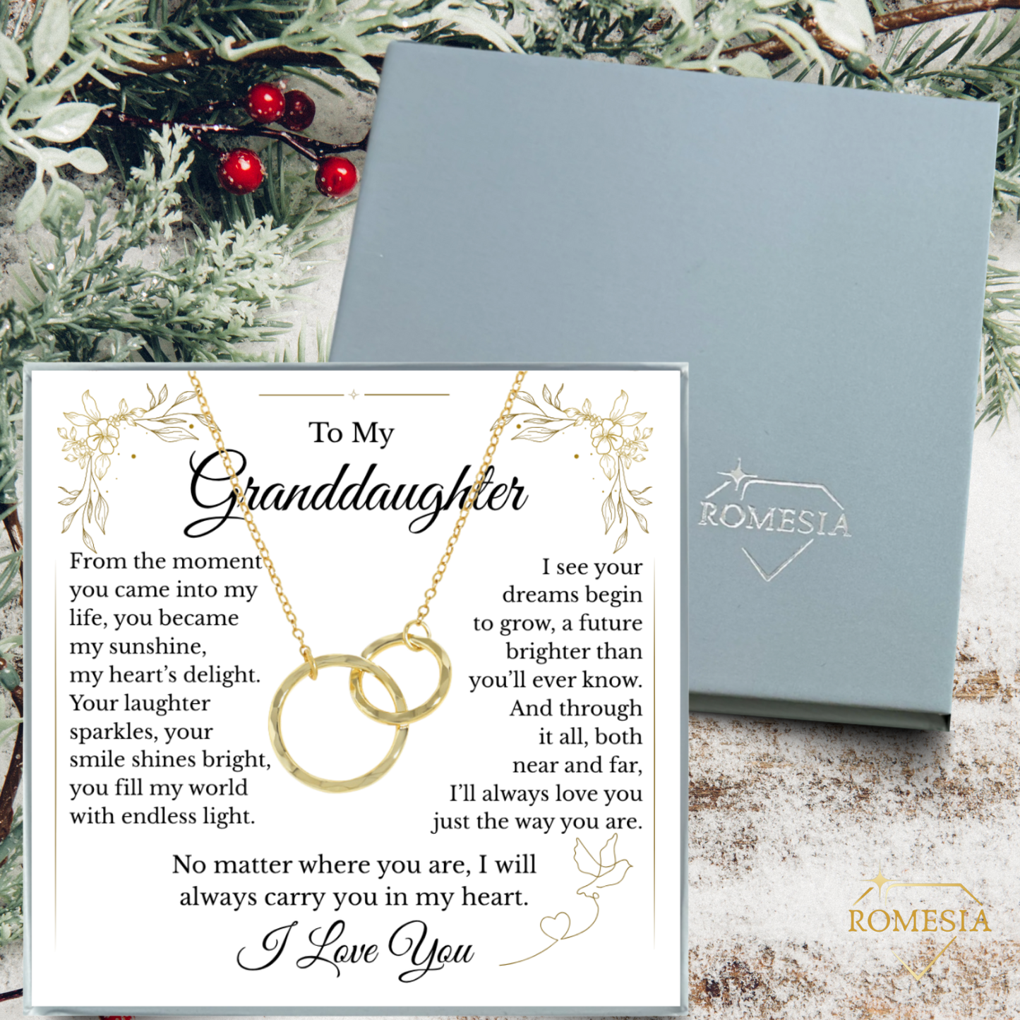 To My Granddaughter- Endless Light-Sterling Silver Double Ring Pendent