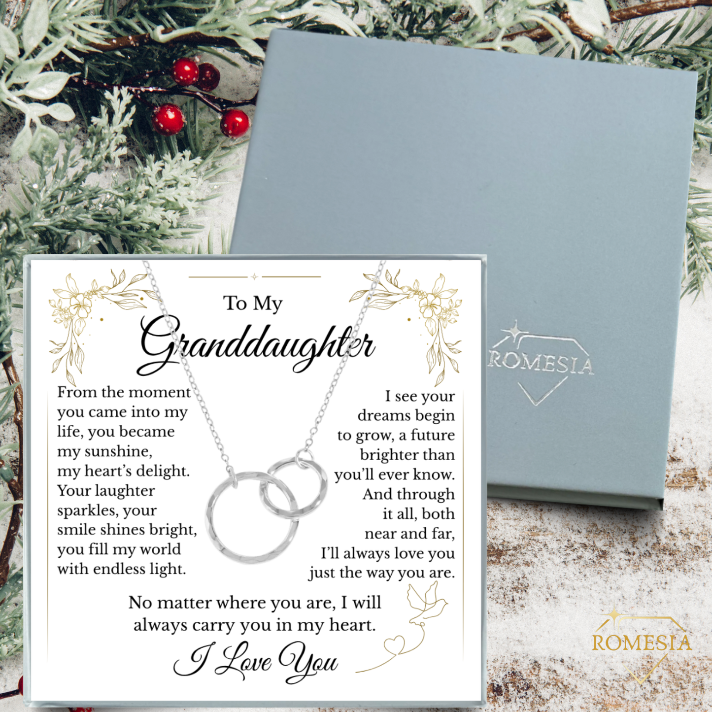 To My Granddaughter- Endless Light-Sterling Silver Double Ring Pendent