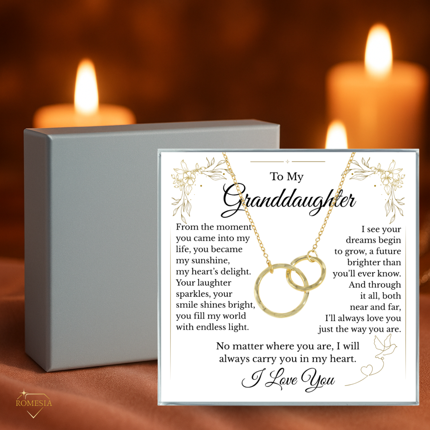 To My Granddaughter- Endless Light-Sterling Silver Double Ring Pendent