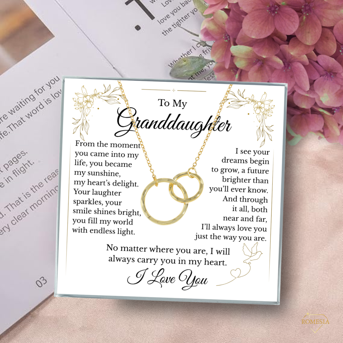 To My Granddaughter- Endless Light-Sterling Silver Double Ring Pendent