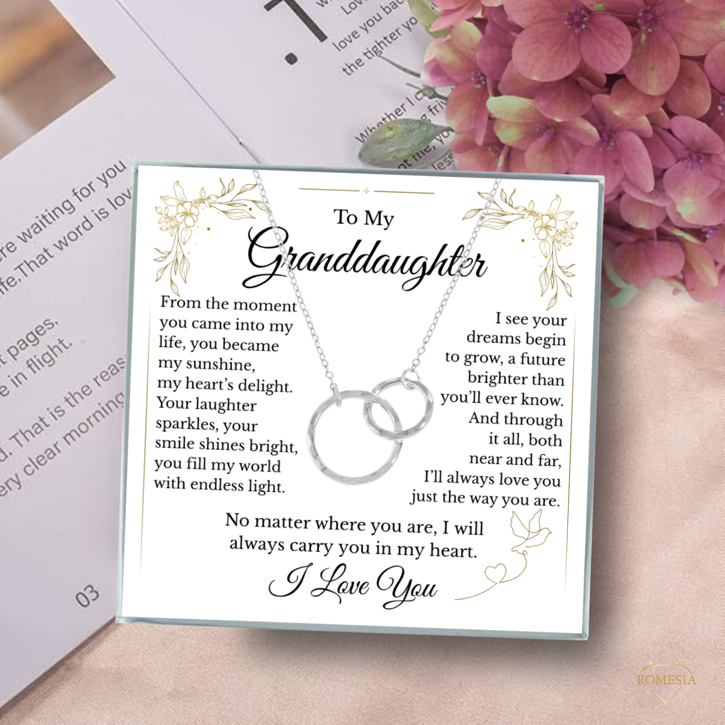 To My Granddaughter- Endless Light-Sterling Silver Double Ring Pendent