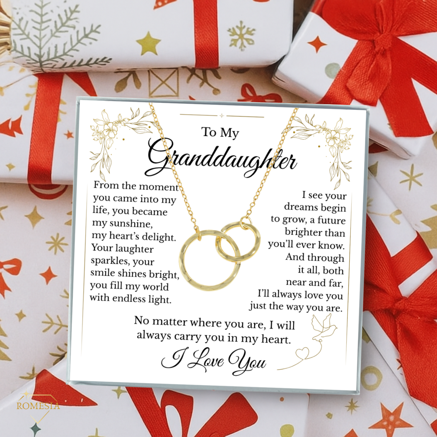 To My Granddaughter- Endless Light-Sterling Silver Double Ring Pendent