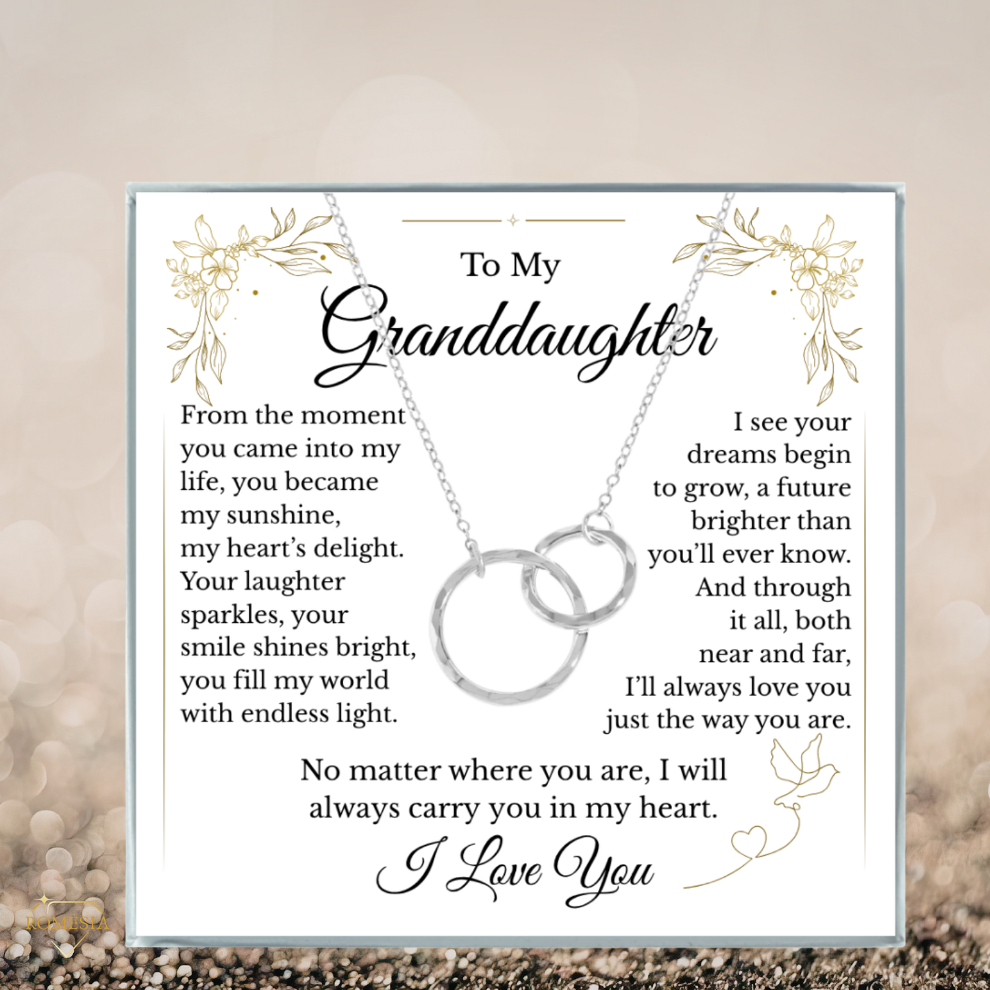To My Granddaughter-My Sunshine-Sterling Silver Double Ring Pendent