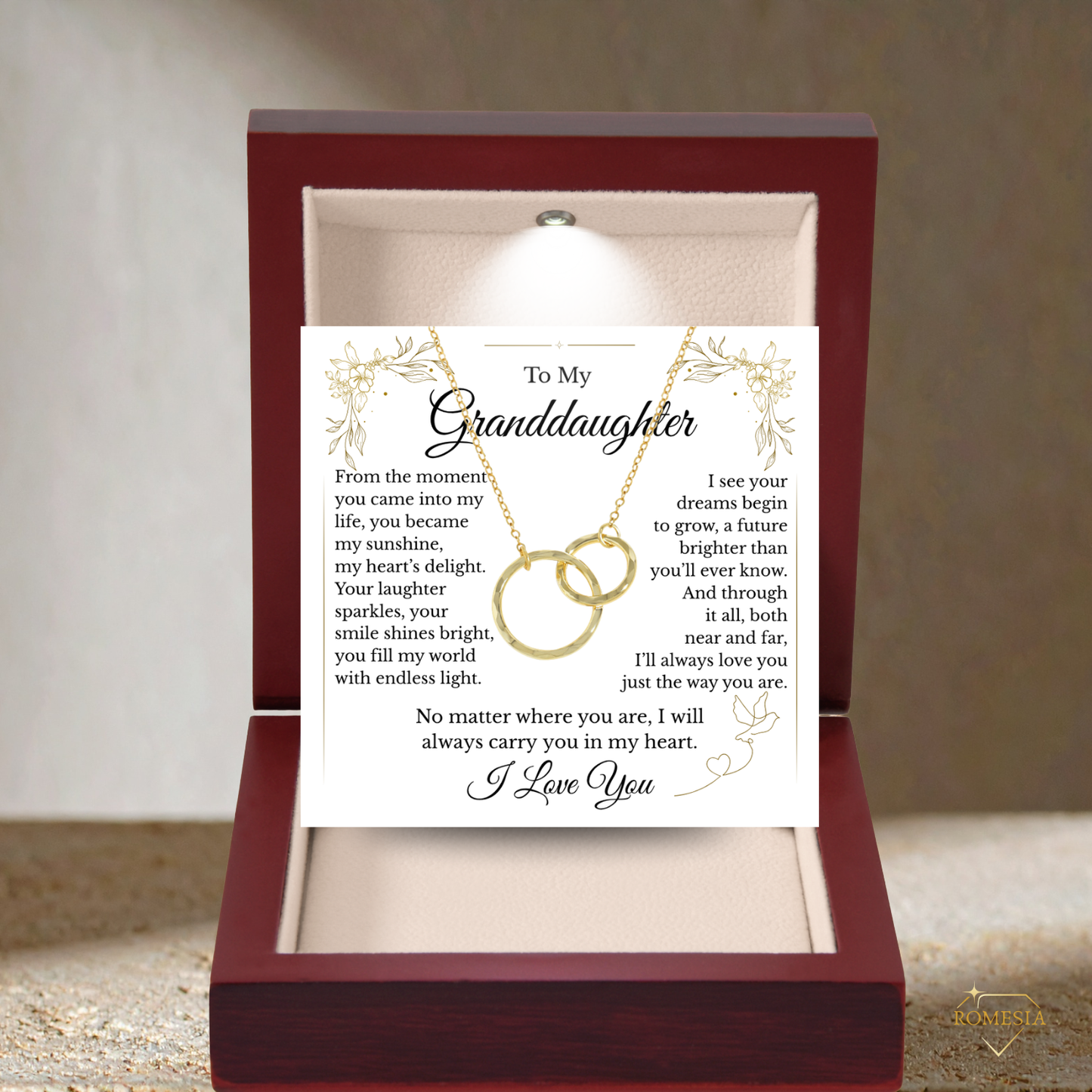 To My Granddaughter-My Sunshine-Sterling Silver Double Ring Pendent