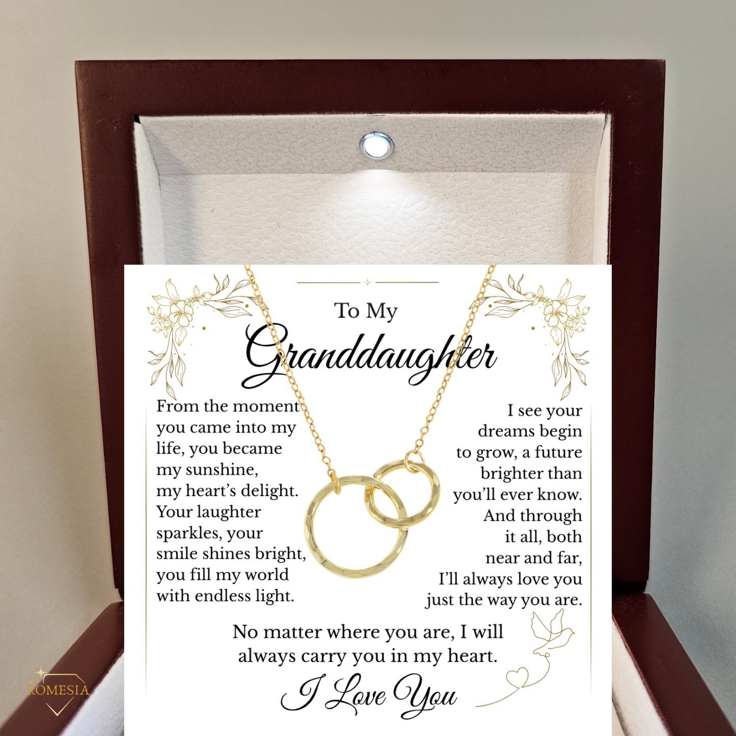 To My Granddaughter-My Sunshine-Sterling Silver Double Ring Pendent