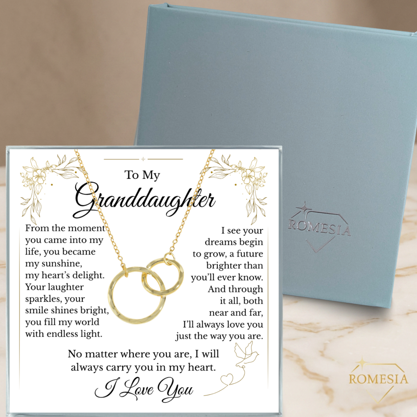 To My Granddaughter-My Sunshine-Sterling Silver Double Ring Pendent