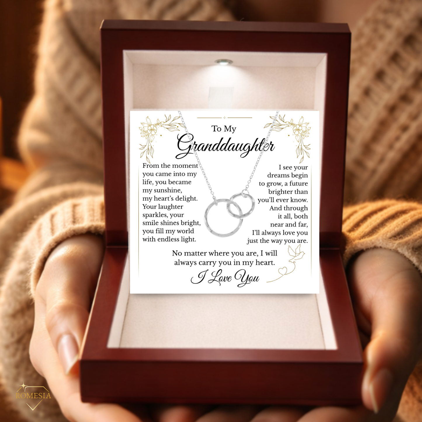 To My Granddaughter-My Sunshine-Sterling Silver Double Ring Pendent