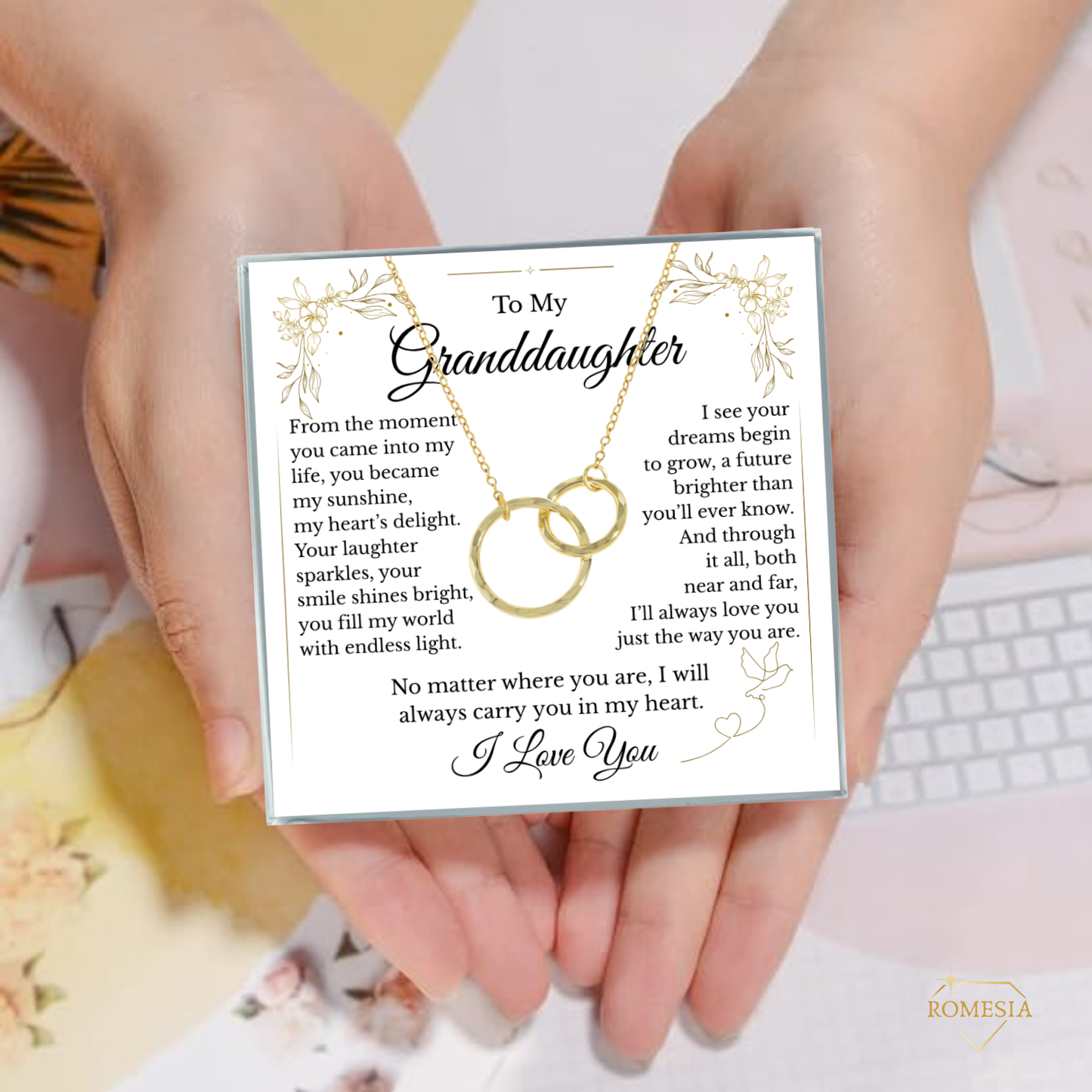 To My Granddaughter-My Sunshine-Sterling Silver Double Ring Pendent