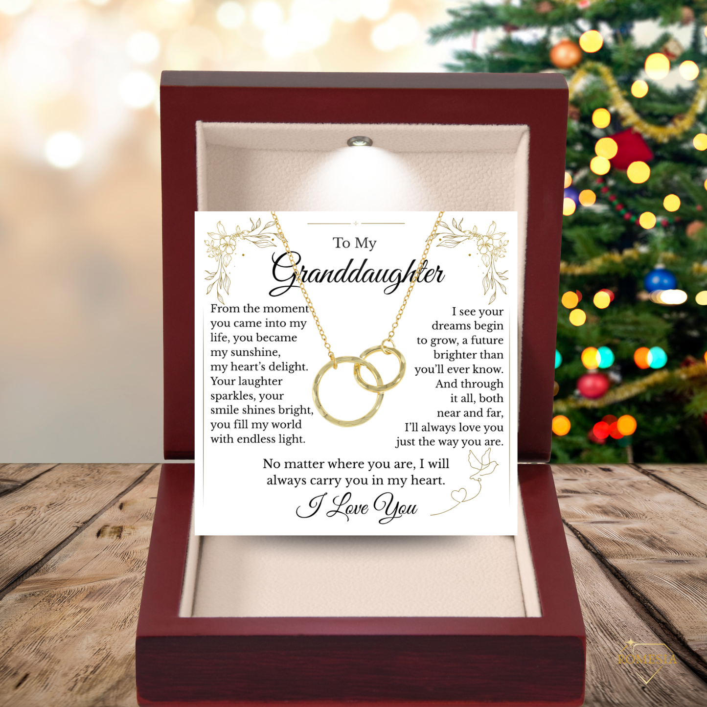 To My Granddaughter- Endless Light-Sterling Silver Double Ring Pendent