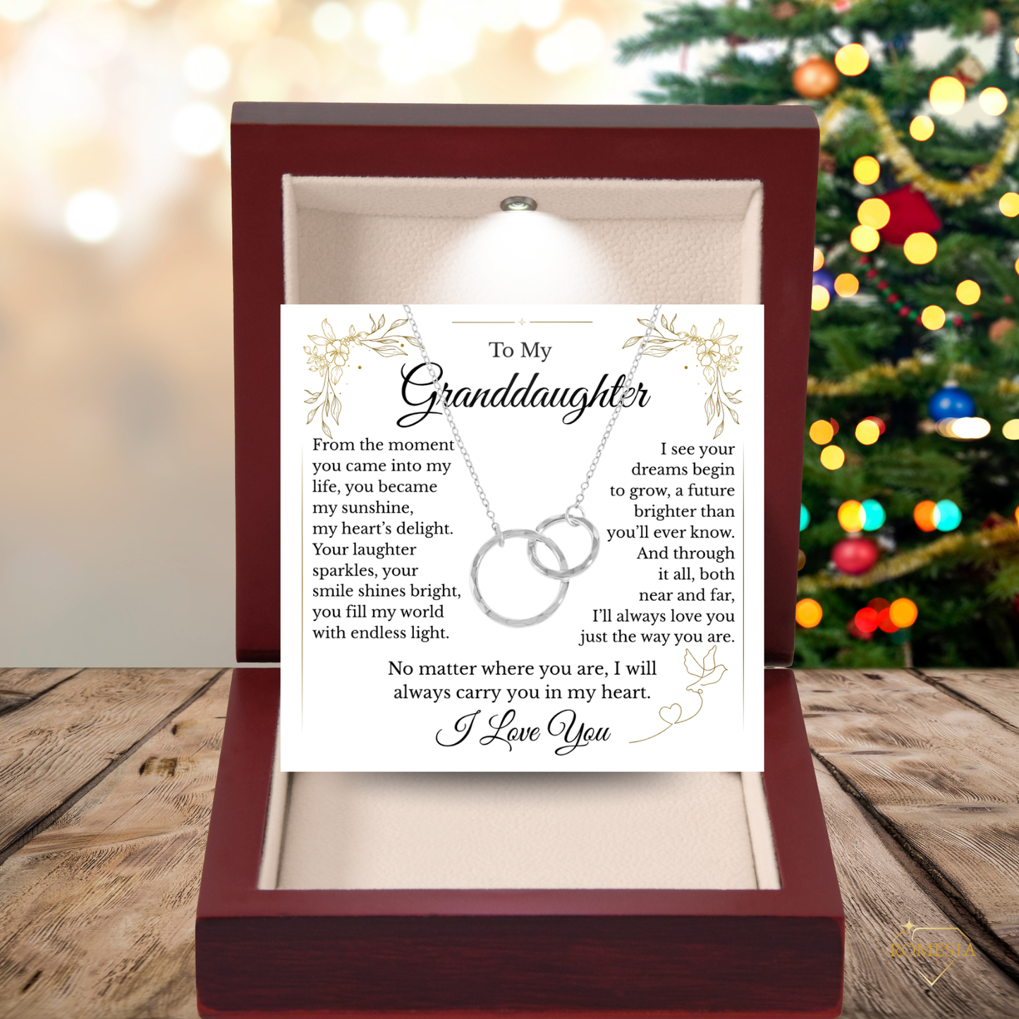 To My Granddaughter- Endless Light-Sterling Silver Double Ring Pendent