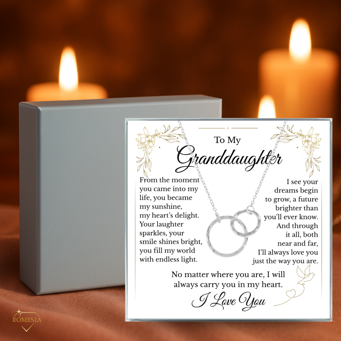 To My Granddaughter- Endless Light-Sterling Silver Double Ring Pendent