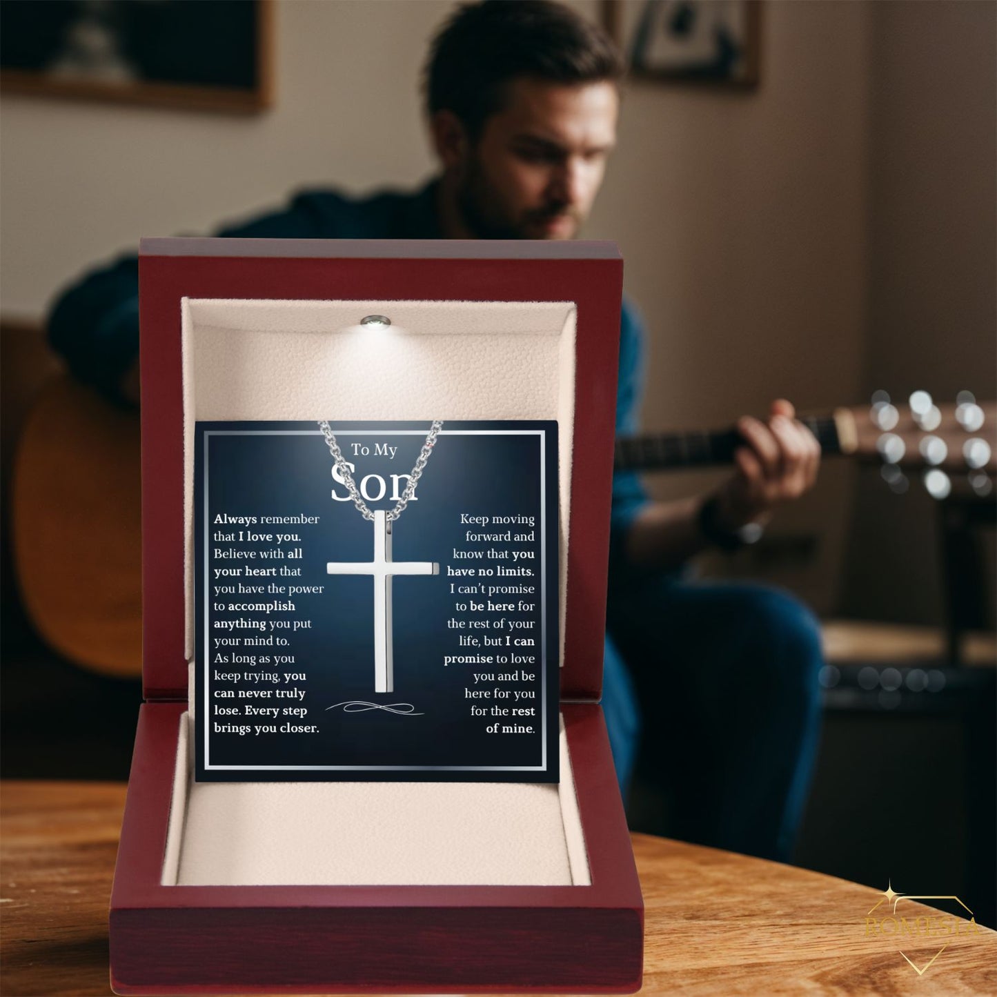 To My Son- Stainless Steel Cross Necklace- No Limits
