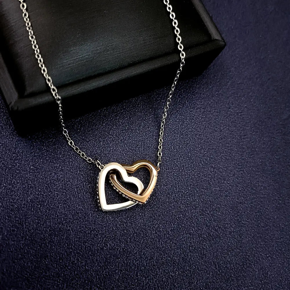 To My Daughter- Never Forget- Interlocking Hearts Necklace from DAD